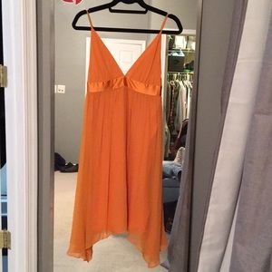 Silk and crepe empire waist orange BR dress.